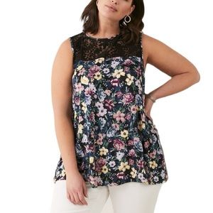 Penn Printed Crochet Lace Camisole floral print
